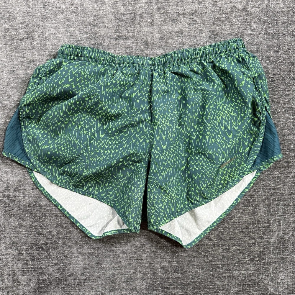 Nike Women's Sz S Dri FIT Modern Tempo Print Zip Pocket 3" Running Shorts Green